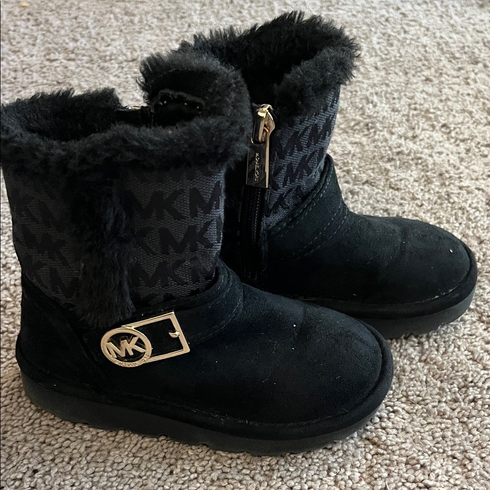 Michael Kors Black Yancy Fur-Lined Boots Toddler Size 8